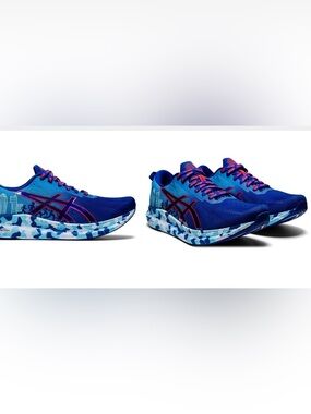 Asics Blue Athletic Sneakers with Red Accents